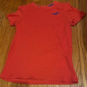 Hollister Bright Red Tee with Blue Accents